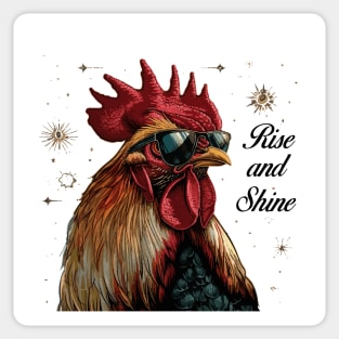 Rise and Shine - Rooster (with Black Lettering) Sticker